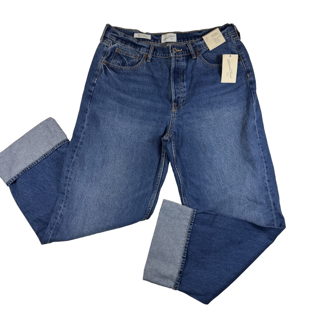 NWT Universal Thread Womens 12 R Cuffed Midrise 90s Baggy Jeans Button Fly